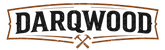 Logo of Darqwood with a brown border and hammer icon on a white background